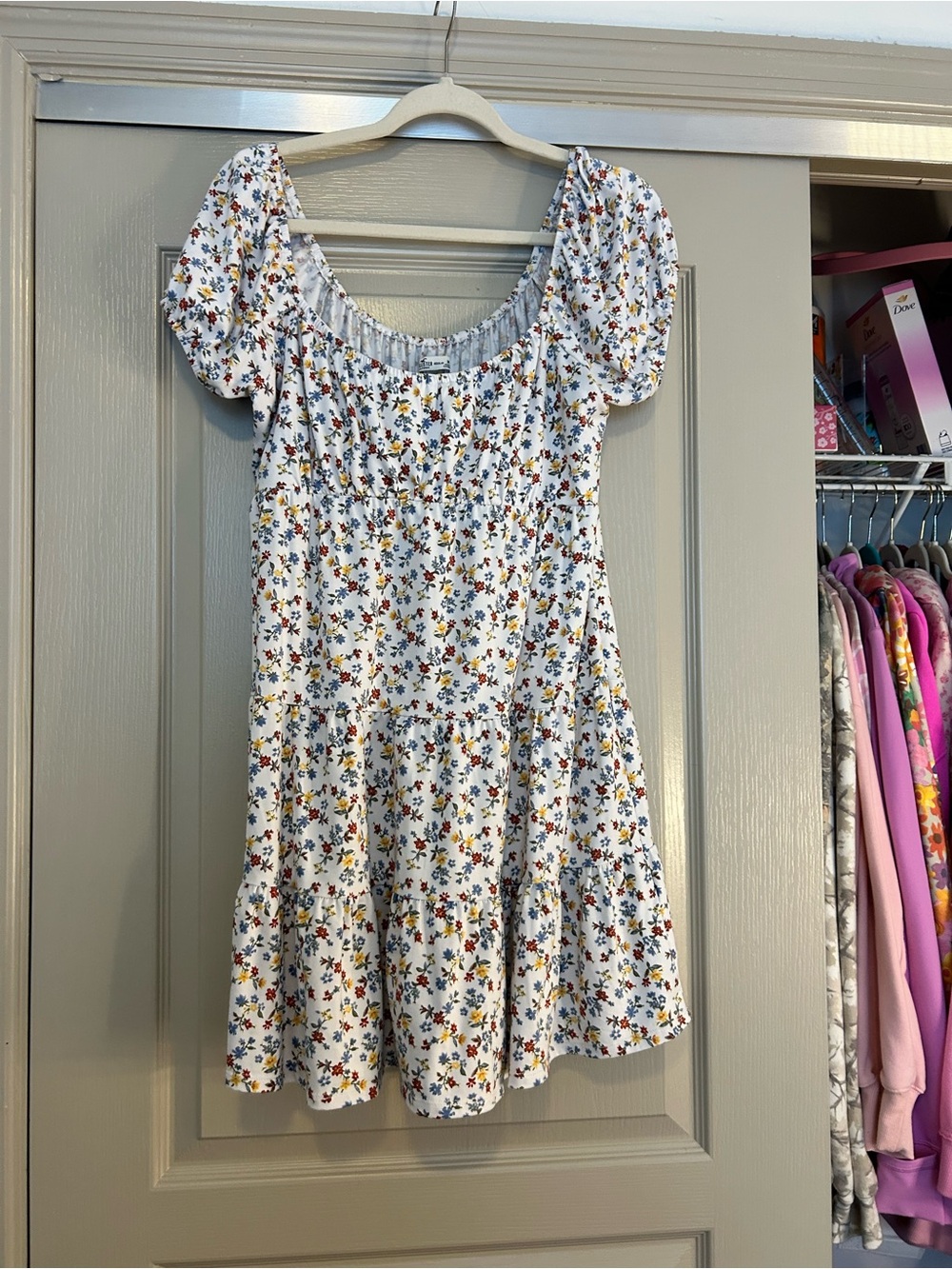 Hollister White Mini Dress with Multicolor Floral Print